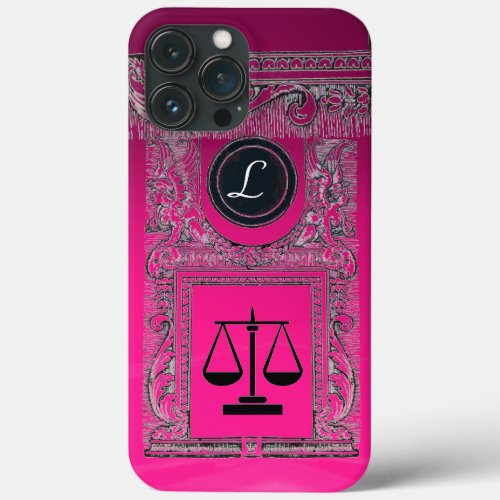 JUSTICE LEGAL OFFICE ATTORNEY Monogram Pink iPhone 13 Pro Max Case