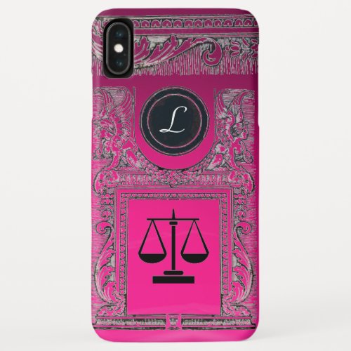 JUSTICE LEGAL OFFICE ATTORNEY Monogram Pink iPhone XS Max Case