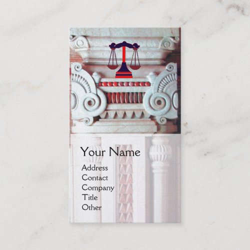JUSTICE LEGAL OFFICEATTORNEY Monogram Red White Business Card
