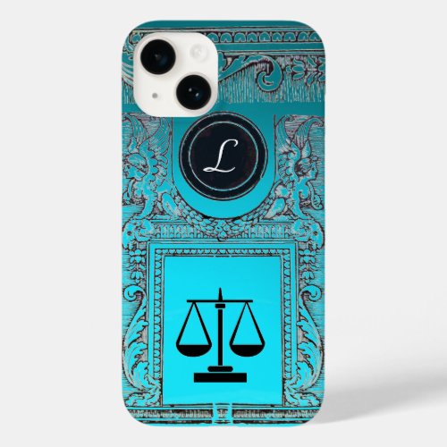 JUSTICE LEGAL OFFICE ATTORNEY Monogram Teal Blue Case_Mate iPhone 14 Case