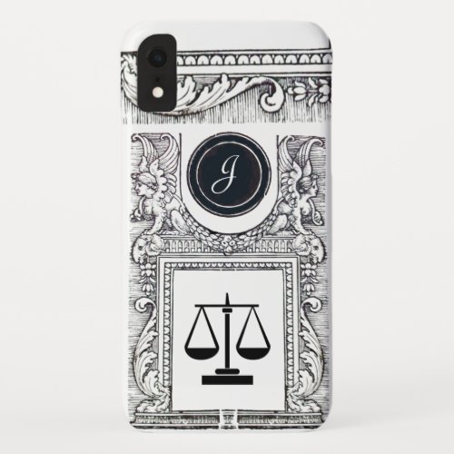 JUSTICE LEGAL OFFICEATTORNEY Monogram White iPhone XR Case