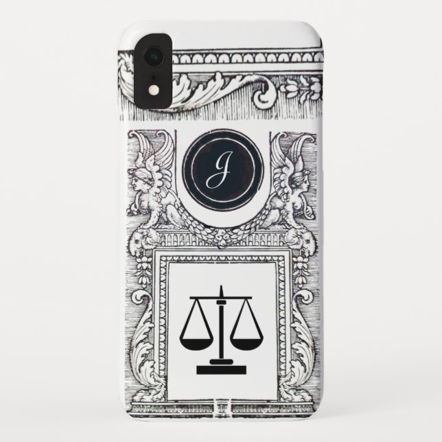 JUSTICE LEGAL OFFICE,ATTORNEY Monogram White Case-Mate iPhone Case (Back)