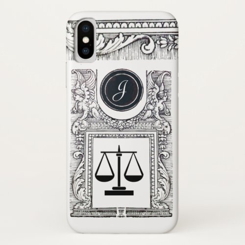 JUSTICE LEGAL OFFICEATTORNEY Monogram White iPhone X Case