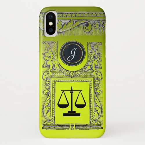 JUSTICE LEGAL OFFICE ATTORNEY Monogram Yellow iPhone X Case