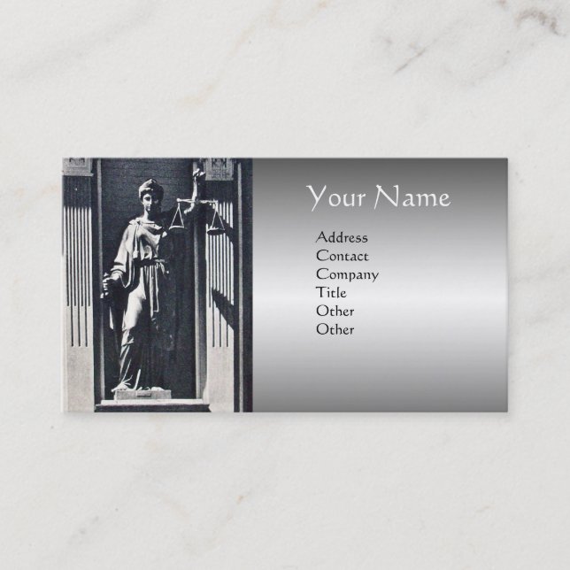 JUSTICE LEGAL OFFICE,ATTORNEY Platinum Monogram Business Card (Front)