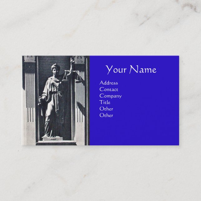 JUSTICE LEGAL OFFICE,ATTORNEY Sapphire Monogram Business Card (Front)