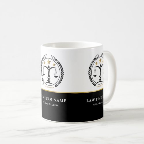 Justice Logo Black White Gold Coffee Mug