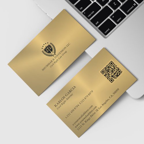 Justice Logo Metallic Gold Background Business Card