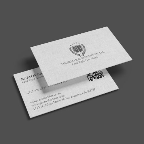 Justice Logo White Linen Business Card