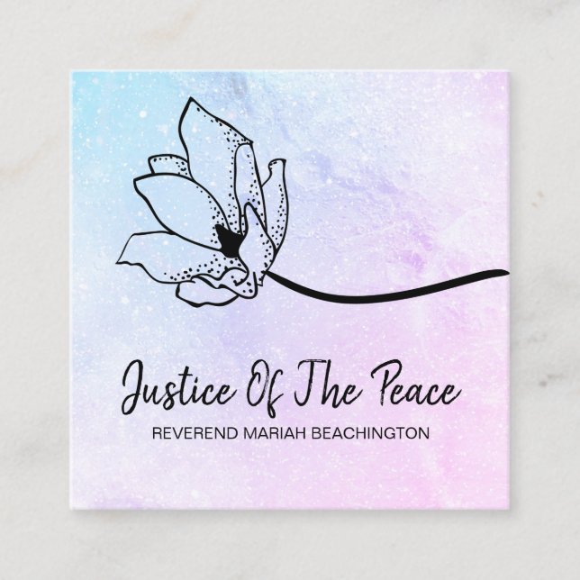 *~* JUSTICE OF THE PEACE Blue Pink  Moon Crater Square Business Card (Front)