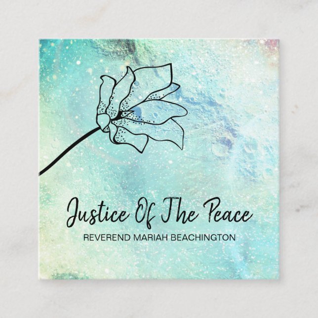 *~* JUSTICE OF THE PEACE - Flower Moon Craters Square Business Card (Front)