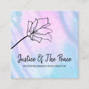 *~* JUSTICE OF THE PEACE - Flower Pink Turuqoise Square Business Card
