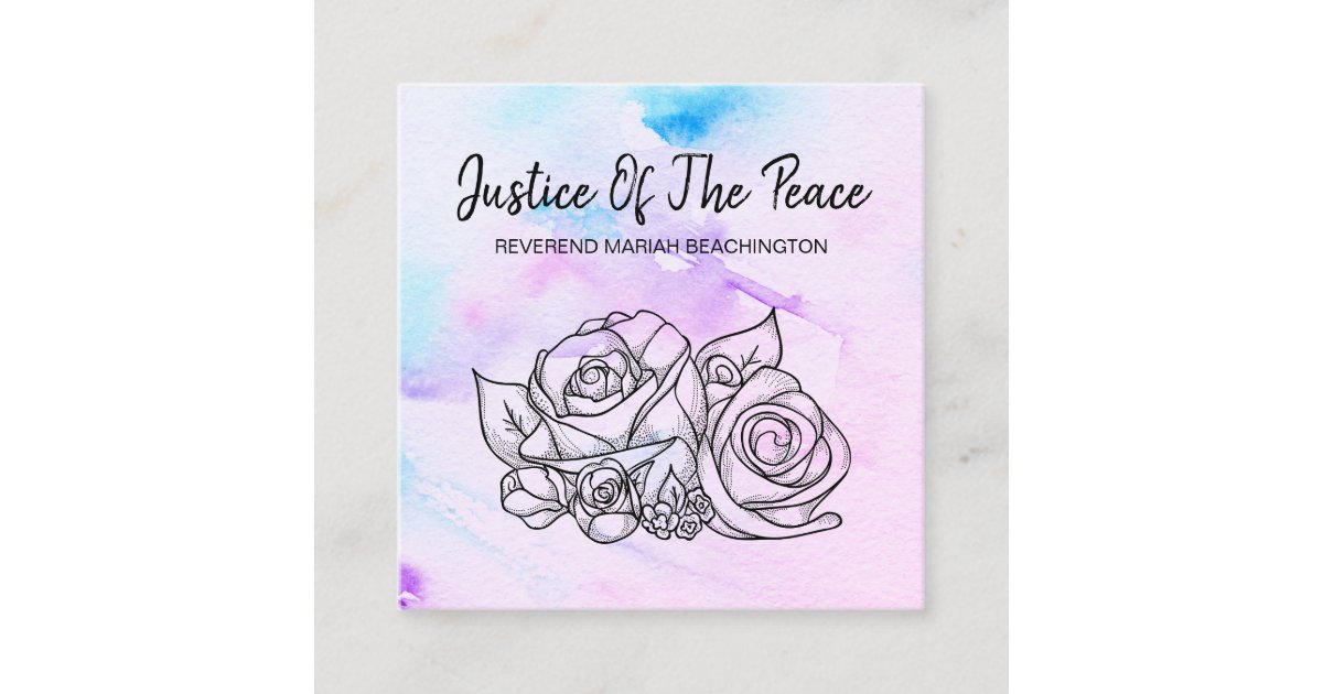 JUSTICE OF THE PEACE Flower Roses Floral Square Business Card Zazzle