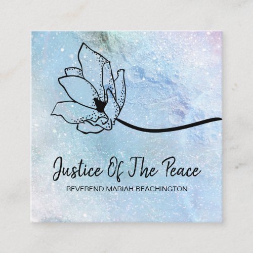 *~* JUSTICE OF THE PEACE  Moon Crater Floral Blue Square Business Card