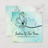*~* JUSTICE OF THE PEACE  Moon Crater Floral Teal Square Business Card (Front/Back)