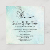 *~* JUSTICE OF THE PEACE  Moon Crater Floral Teal Square Business Card (Back)