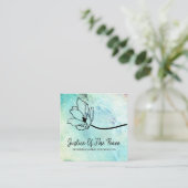 *~* JUSTICE OF THE PEACE  Moon Crater Floral Teal Square Business Card (Standing Front)