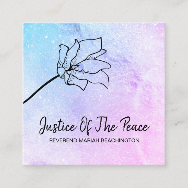 *~* JUSTICE OF THE PEACE  Moon Crater Flower Square Business Card (Front)