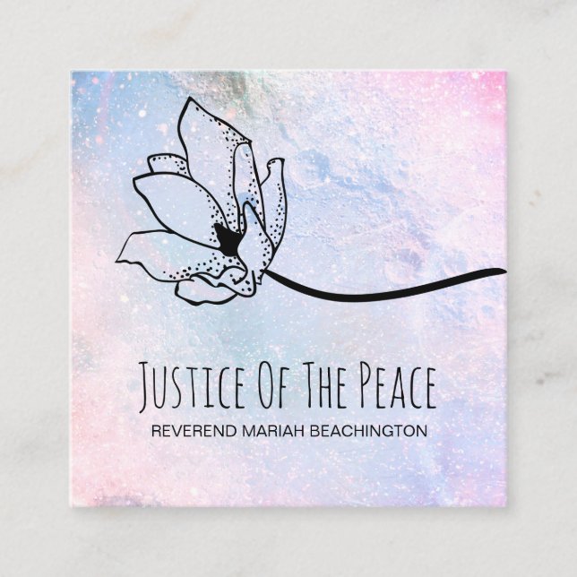 *~* JUSTICE OF THE PEACE  Moon Crater  Pastel Square Business Card (Front)