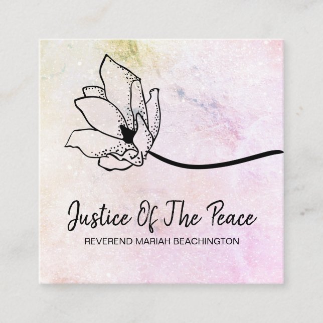 *~* JUSTICE OF THE PEACE  Moon Crater Peach Pink Square Business Card (Front)