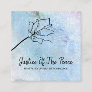 *~* JUSTICE OF THE PEACE - Moon Craters Flower Square Business Card