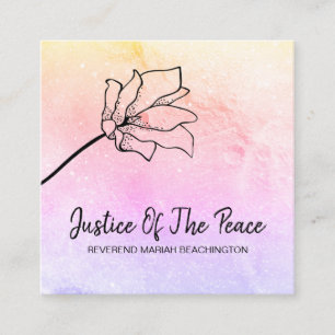 *~* JUSTICE OF THE PEACE Rainbow  Flower Moon Square Business Card