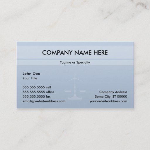 Customizable Justice Office Business Card Template