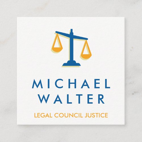 Justice Scale  Attorney At Law Square Business Card