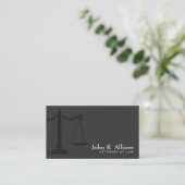 Justice Scale Attorney Simple Black Business Card (Standing Front)