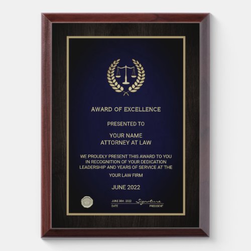 Justice Scale Award Plaque