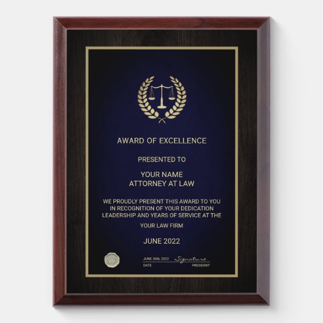 Justice Scale Award Plaque (Vertical)