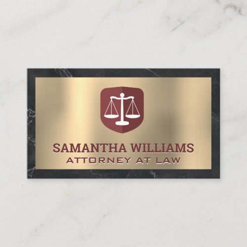 Justice Scale  Gold and Marble Business Card