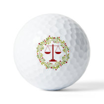 Justice Scale Holly Wreath Christmas Holidays  Golf Balls