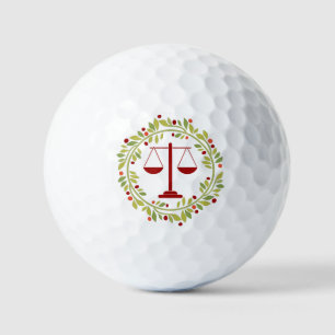 Justice Scale Holly Wreath Christmas Holidays Golf Balls