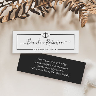 Justice Scale Logo Law School Graduate Graduation Mini Business Card