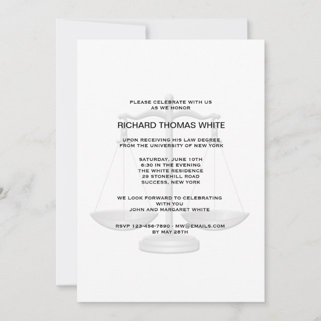 Justice Scale You Pick Background Color Invitation (Front)