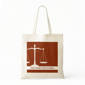 Justice Scales Custom Text Law Themed Burgundy Tote Bag