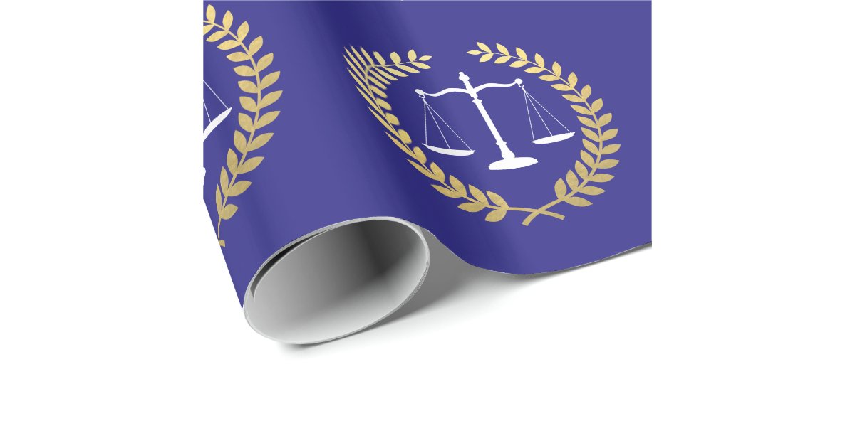 Justice Scales Faux Gold Foil Wreath Wrapping Paper | Zazzle
