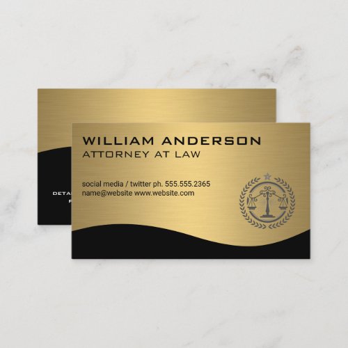Justice Scales  Gold Metal Business Card