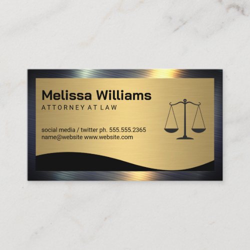 Justice Scales  Gold Metallic Business Card