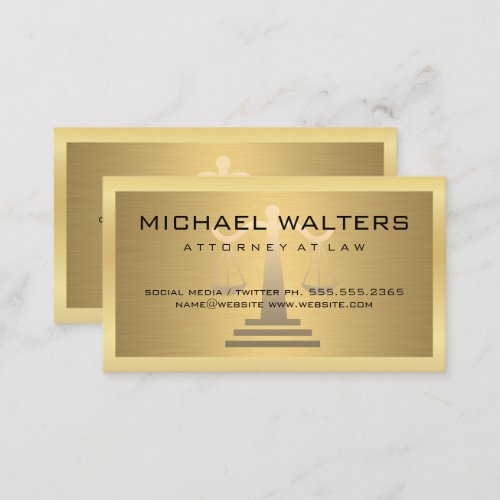 Justice Scales  Gold Metallic  Gold Border  Business Card