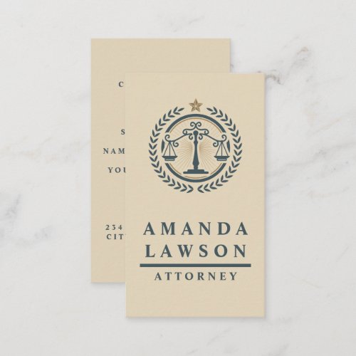 Justice Scales Logo  Attorney Business Card