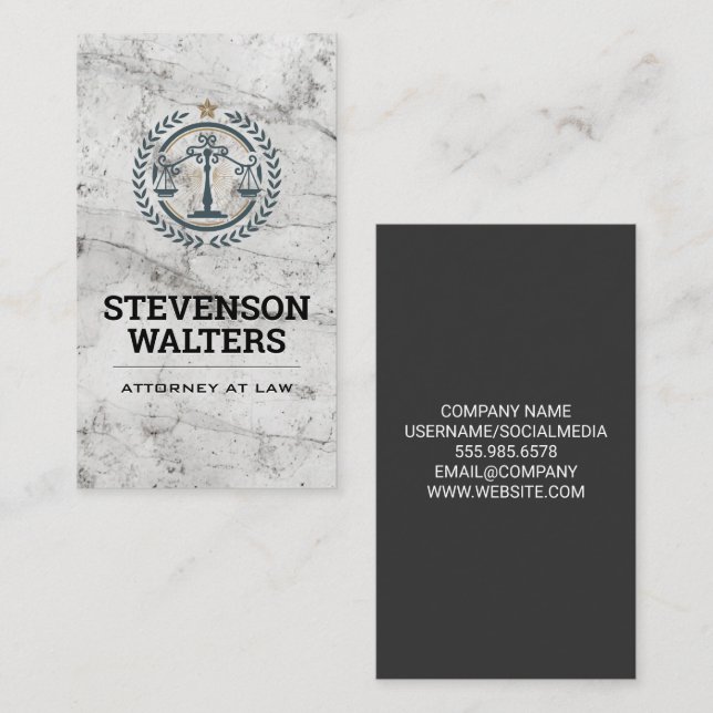 Justice Scales | Marble Background Appointment Card (Front/Back)