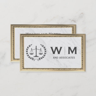 Justice Scales   Marble   Classic Gold Frame Business Card