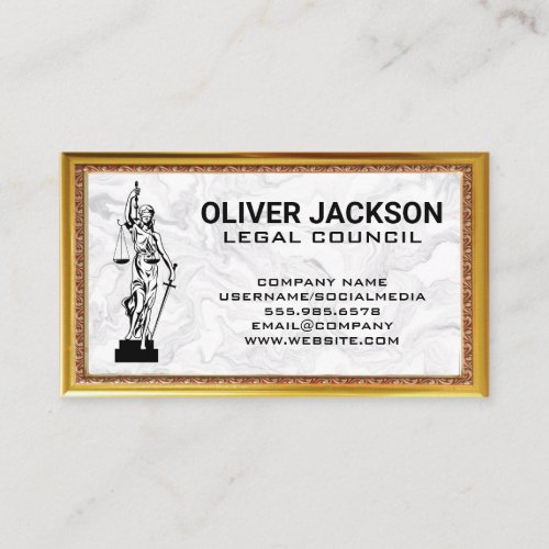 Justice Scales  Marble Gold Marble Business Card