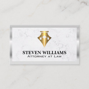 Justice Scales Marble Gold Pen Logo Business Card