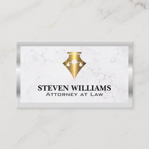 Justice Scales  Marble  Gold Pen Logo Business Card