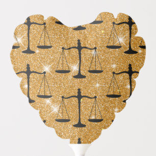 Justice Symbol Balanced Scales Golden Glitter Balloon