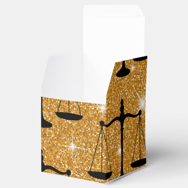 Justice Symbol Balanced Scales Golden Glitter Favor Boxes (Opened)