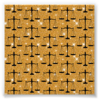 Justice Symbol Balanced Scales Golden Glitter